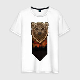 Мужская футболка хлопок с принтом Космический медведь в Курске, 100% хлопок | прямой крой, круглый вырез горловины, длина до линии бедер, слегка спущенное плечо. | Тематика изображения на принте: 