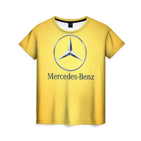Женская футболка 3D с принтом Yellow Benz в Курске, 100% полиэфир ( синтетическое хлопкоподобное полотно) | прямой крой, круглый вырез горловины, длина до линии бедер | car | mercedes | авто | мерседес