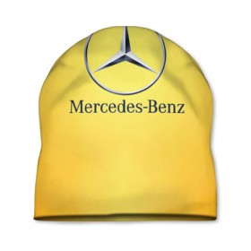 Шапка 3D с принтом Yellow Benz в Курске, 100% полиэстер | универсальный размер, печать по всей поверхности изделия | car | mercedes | авто | мерседес