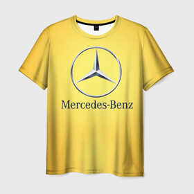 Мужская футболка 3D с принтом Yellow Benz в Курске, 100% полиэфир | прямой крой, круглый вырез горловины, длина до линии бедер | car | mercedes | авто | мерседес