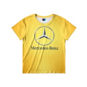 Детская футболка 3D с принтом Yellow Benz в Курске, 100% гипоаллергенный полиэфир | прямой крой, круглый вырез горловины, длина до линии бедер, чуть спущенное плечо, ткань немного тянется | car | mercedes | авто | мерседес