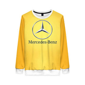 Женский свитшот 3D с принтом Yellow Benz в Курске, 100% полиэстер с мягким внутренним слоем | круглый вырез горловины, мягкая резинка на манжетах и поясе, свободная посадка по фигуре | car | mercedes | авто | мерседес