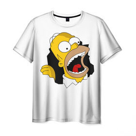 Мужская футболка 3D с принтом The Simpsons в Курске, 100% полиэфир | прямой крой, круглый вырез горловины, длина до линии бедер | гомер | крик | симпсоны | спрингфилд