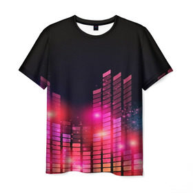 Мужская футболка 3D с принтом Equalizer light в Курске, 100% полиэфир | прямой крой, круглый вырез горловины, длина до линии бедер | color | colour | glim | glow | light | lights | shine | world