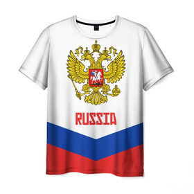 Мужская футболка 3D с принтом RUSSIA HOCKEY в Курске, 100% полиэфир | прямой крой, круглый вырез горловины, длина до линии бедер | 2015 | 2016 | 2017 | hockey | hokey | ru | russia | russian | team | герб | россии | россия | ру | сборная | состав | хоккей | чм | чм2017