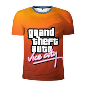 Мужская футболка 3D спортивная с принтом GTA в Курске, 100% полиэстер с улучшенными характеристиками | приталенный силуэт, круглая горловина, широкие плечи, сужается к линии бедра | grand theft auto | gta | vice city | вайс сити | гта