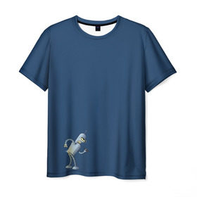 Мужская футболка 3D с принтом bender F в Курске, 100% полиэфир | прямой крой, круглый вырез горловины, длина до линии бедер | Тематика изображения на принте: bender | futurama | planet express | бендер | блестящий | робот | футурама