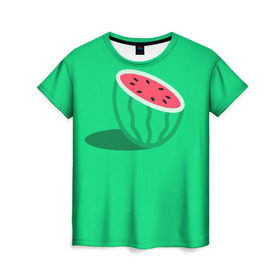 Женская футболка 3D с принтом Арбуз в Курске, 100% полиэфир ( синтетическое хлопкоподобное полотно) | прямой крой, круглый вырез горловины, длина до линии бедер | fruits | vegan | vegetables | vegetarian | веган | вегетарианство | еда | овощи | фрукты