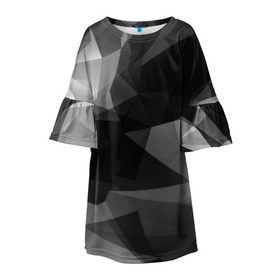 Детское платье 3D с принтом Camo - Black & White (Чёрно-белый камуфляж) в Курске, 100% полиэстер | прямой силуэт, чуть расширенный к низу. Круглая горловина, на рукавах — воланы | 0x000000123 | camo | камуфляж | чёрно белый