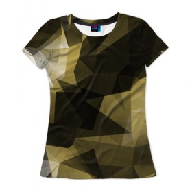 Женская футболка 3D с принтом Camo - Black & Yellow (Чёрно-жёлтый камуфляж) в Курске, 100% полиэфир ( синтетическое хлопкоподобное полотно) | прямой крой, круглый вырез горловины, длина до линии бедер | 0x000000123 | camo | камуфляж