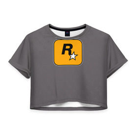 Женская футболка 3D укороченная с принтом Rockstar Games в Курске, 100% полиэстер | круглая горловина, длина футболки до линии талии, рукава с отворотами | carl johnson | grand theft auto | gta | los santos | sa | san andreas | гта