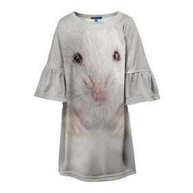 Детское платье 3D с принтом Крыса в Курске, 100% полиэстер | прямой силуэт, чуть расширенный к низу. Круглая горловина, на рукавах — воланы | животные | крыса | мордочка | мышка | мышь | природа