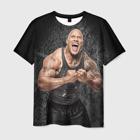Мужская футболка 3D с принтом Скала в Курске, 100% полиэфир | прямой крой, круглый вырез горловины, длина до линии бедер | wrestling