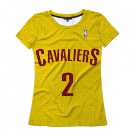 Женская футболка 3D с принтом Форма Cavaliers Cleveland жёлтая в Курске, 100% полиэфир ( синтетическое хлопкоподобное полотно) | прямой крой, круглый вырез горловины, длина до линии бедер | nba