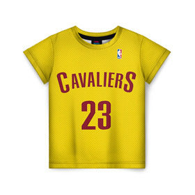Детская футболка 3D с принтом Форма Cavaliers Cleveland жёлтая в Курске, 100% гипоаллергенный полиэфир | прямой крой, круглый вырез горловины, длина до линии бедер, чуть спущенное плечо, ткань немного тянется | Тематика изображения на принте: nba