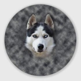 Коврик круглый с принтом Хаска в Курске, резина и полиэстер | круглая форма, изображение наносится на всю лицевую часть | мордочка | пес | собака | хаска | щенок