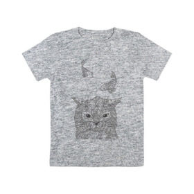 Детская футболка хлопок с принтом Мечтатель в Курске, 100% хлопок | круглый вырез горловины, полуприлегающий силуэт, длина до линии бедер | воздушный | дзенарт | кот | мечта | принт | раскраска | рыба | рыбки | черно белый