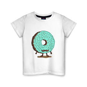 Детская футболка хлопок с принтом мужской пончик в Курске, 100% хлопок | круглый вырез горловины, полуприлегающий силуэт, длина до линии бедер | donuts | пончик