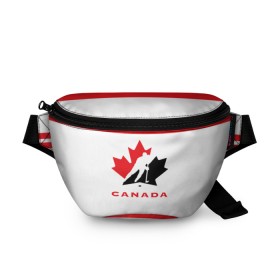 Поясная сумка 3D с принтом TEAM CANADA в Курске, 100% полиэстер | плотная ткань, ремень с регулируемой длиной, внутри несколько карманов для мелочей, основное отделение и карман с обратной стороны сумки застегиваются на молнию | 2017 | canada | team | teamcanada | канада | мира | россия | хоккей | чемпионат | чм2017