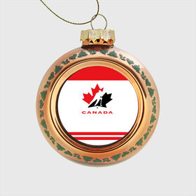 Стеклянный ёлочный шар с принтом TEAM CANADA в Курске, Стекло | Диаметр: 80 мм | 2017 | canada | team | teamcanada | канада | мира | россия | хоккей | чемпионат | чм2017