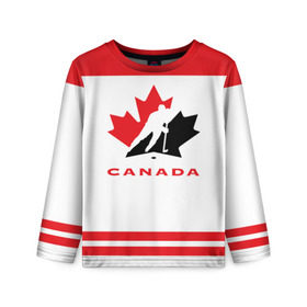 Детский лонгслив 3D с принтом TEAM CANADA в Курске, 100% полиэстер | длинные рукава, круглый вырез горловины, полуприлегающий силуэт
 | 2017 | canada | team | teamcanada | канада | мира | россия | хоккей | чемпионат | чм2017
