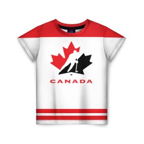 Детская футболка 3D с принтом TEAM CANADA в Курске, 100% гипоаллергенный полиэфир | прямой крой, круглый вырез горловины, длина до линии бедер, чуть спущенное плечо, ткань немного тянется | 2017 | canada | team | teamcanada | канада | мира | россия | хоккей | чемпионат | чм2017