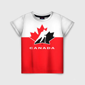 Детская футболка 3D с принтом TEAM CANADA в Курске, 100% гипоаллергенный полиэфир | прямой крой, круглый вырез горловины, длина до линии бедер, чуть спущенное плечо, ткань немного тянется | 2017 | canada | hochey | team | teamcanada | канада | мира | россия | хоккей | чемпионат | чм2017