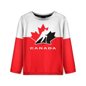 Детский лонгслив 3D с принтом TEAM CANADA в Курске, 100% полиэстер | длинные рукава, круглый вырез горловины, полуприлегающий силуэт
 | 2017 | canada | hochey | team | teamcanada | канада | мира | россия | хоккей | чемпионат | чм2017