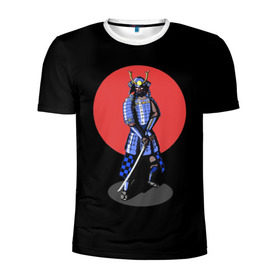 Мужская футболка 3D спортивная с принтом Самурай, японское солнце в Курске, 100% полиэстер с улучшенными характеристиками | приталенный силуэт, круглая горловина, широкие плечи, сужается к линии бедра | азия | воин | катана | меч | сегун | сэнсэй | харакири | честь | японец | япония