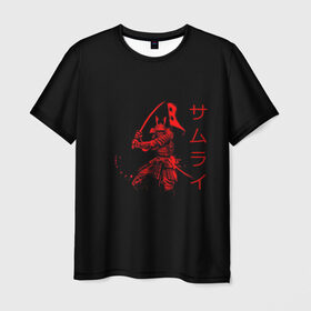 Мужская футболка 3D с принтом Японские иероглифы - самурай в Курске, 100% полиэфир | прямой крой, круглый вырез горловины, длина до линии бедер | Тематика изображения на принте: азия | воин | катана | меч | сегун | сэнсэй | харакири | честь | японец | япония