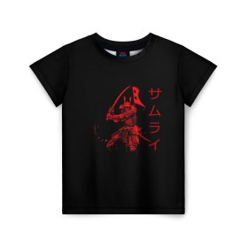 Детская футболка 3D с принтом Японские иероглифы - самурай в Курске, 100% гипоаллергенный полиэфир | прямой крой, круглый вырез горловины, длина до линии бедер, чуть спущенное плечо, ткань немного тянется | Тематика изображения на принте: азия | воин | катана | меч | сегун | сэнсэй | харакири | честь | японец | япония
