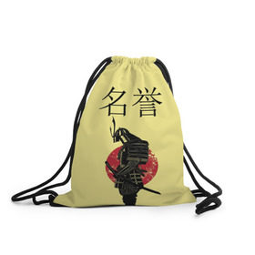 Рюкзак-мешок 3D с принтом Японский самурай (честь) в Курске, 100% полиэстер | плотность ткани — 200 г/м2, размер — 35 х 45 см; лямки — толстые шнурки, застежка на шнуровке, без карманов и подкладки | Тематика изображения на принте: meiyo | самурай | япония