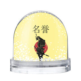 Снежный шар с принтом Японский самурай (честь) в Курске, Пластик | Изображение внутри шара печатается на глянцевой фотобумаге с двух сторон | Тематика изображения на принте: meiyo | самурай | япония