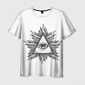Мужская футболка 3D с принтом They watching в Курске, 100% полиэфир | прямой крой, круглый вырез горловины, длина до линии бедер | Тематика изображения на принте: глаз | масон | масоны