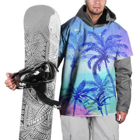 Накидка на куртку 3D с принтом Акварельное небо и пальмы в Курске, 100% полиэстер |  | 