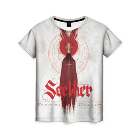 Женская футболка 3D с принтом Seether в Курске, 100% полиэфир ( синтетическое хлопкоподобное полотно) | прямой крой, круглый вырез горловины, длина до линии бедер | album | poison the parish | seether | рок