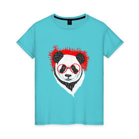 Женская футболка хлопок с принтом Умная панда в Курске, 100% хлопок | прямой крой, круглый вырез горловины, длина до линии бедер, слегка спущенное плечо | абстрактная | каракули | милая | очкарик | очки | панда | ручная графика | умный