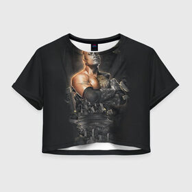 Женская футболка 3D укороченная с принтом Скала в Курске, 100% полиэстер | круглая горловина, длина футболки до линии талии, рукава с отворотами | 