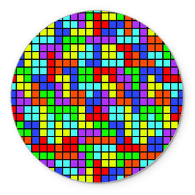 Коврик круглый с принтом Тетрис в Курске, резина и полиэстер | круглая форма, изображение наносится на всю лицевую часть | геометрия | игра | кубики | тетрис