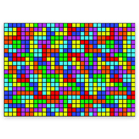 Поздравительная открытка с принтом Тетрис в Курске, 100% бумага | плотность бумаги 280 г/м2, матовая, на обратной стороне линовка и место для марки
 | геометрия | игра | кубики | тетрис