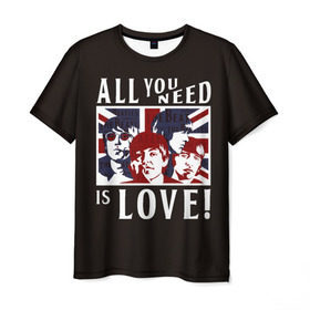 Мужская футболка 3D с принтом All You Need Is Love в Курске, 100% полиэфир | прямой крой, круглый вырез горловины, длина до линии бедер | all | beatles | is | love | need | rock | you | битлз | ленон | любовь | музыка | о.м.с.к. | рок