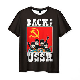 Мужская футболка 3D с принтом Back In The USSR в Курске, 100% полиэфир | прямой крой, круглый вырез горловины, длина до линии бедер | Тематика изображения на принте: beatles | rock | roll | ussr | битлз | музыка | о.м.с.к. | рок | ролл | ссср