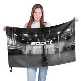 Флаг 3D с принтом Спортзал в Курске, 100% полиэстер | плотность ткани — 95 г/м2, размер — 67 х 109 см. Принт наносится с одной стороны | crossfit | атлетика | зал | качалка | кроссфит | тренажер | тяжелая | фитнес