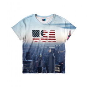Детская футболка 3D с принтом Город New York в Курске, 100% гипоаллергенный полиэфир | прямой крой, круглый вырез горловины, длина до линии бедер, чуть спущенное плечо, ткань немного тянется | new york | америка | бейсбол | буквы n y | город | классная | логотип | мегаполис | надпись | нью йорк | нью йорк янкиз | прикольная картинка | сша | штаты | я люблю красивая | янки