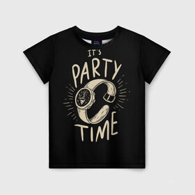 Детская футболка 3D с принтом Party time в Курске, 100% гипоаллергенный полиэфир | прямой крой, круглый вырез горловины, длина до линии бедер, чуть спущенное плечо, ткань немного тянется | Тематика изображения на принте: 