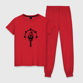 Женская пижама хлопок с принтом Darkest Dungeon в Курске, 100% хлопок | брюки и футболка прямого кроя, без карманов, на брюках мягкая резинка на поясе и по низу штанин | Тематика изображения на принте: 