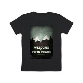 Детская футболка хлопок с принтом Twin Peaks в Курске, 100% хлопок | круглый вырез горловины, полуприлегающий силуэт, длина до линии бедер | Тематика изображения на принте: twin peaks | дэвид линч | лес | лора палмер | сова | твин пикс | туман