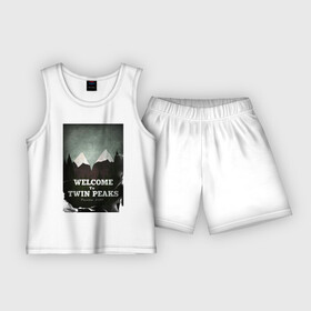 Детская пижама с шортами хлопок с принтом Twin Peaks в Курске,  |  | twin peaks | дэвид линч | лес | лора палмер | сова | твин пикс | туман