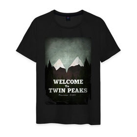 Мужская футболка хлопок с принтом Twin Peaks в Курске, 100% хлопок | прямой крой, круглый вырез горловины, длина до линии бедер, слегка спущенное плечо. | twin peaks | дэвид линч | лес | лора палмер | сова | твин пикс | туман