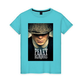 Женская футболка хлопок с принтом Peaky Blinders в Курске, 100% хлопок | прямой крой, круглый вырез горловины, длина до линии бедер, слегка спущенное плечо | бандиты | бритва | острые козырьки
